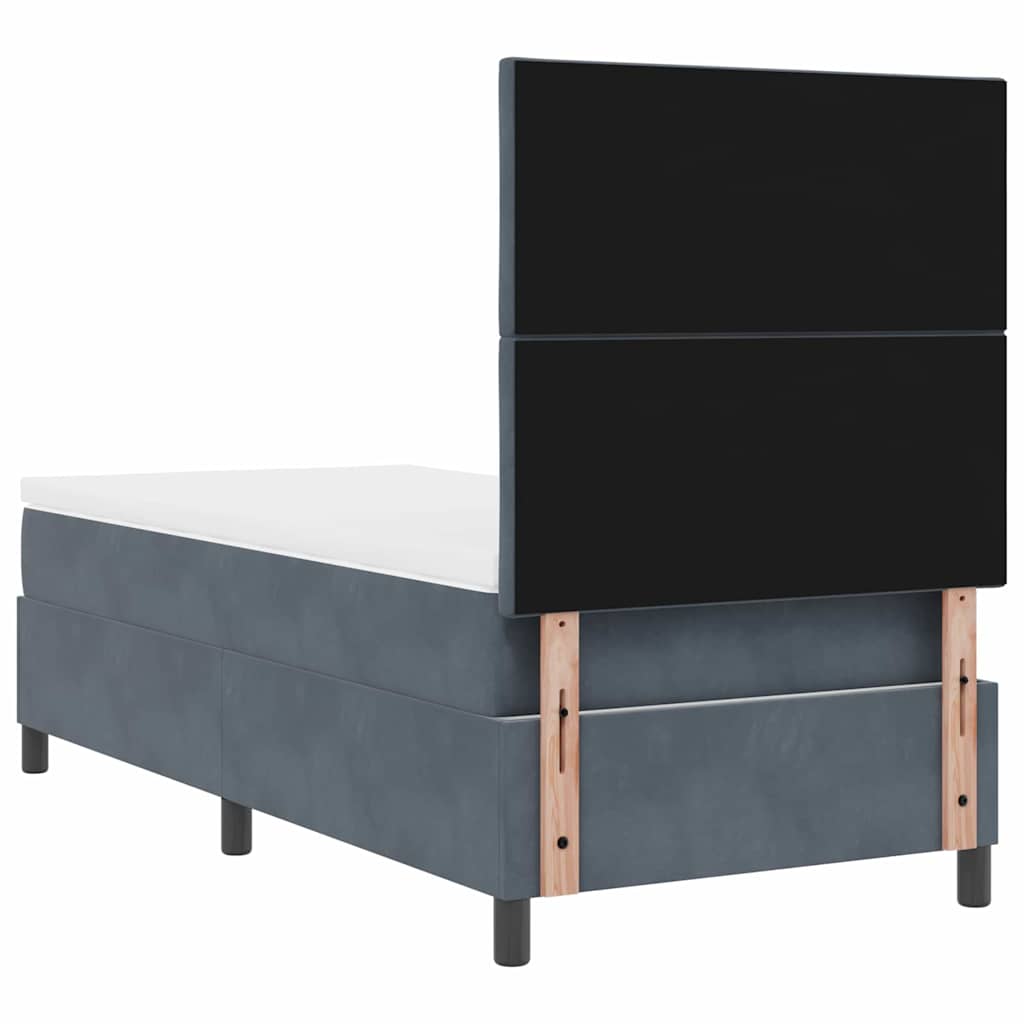 Box spring seng med madras Mørkegrå 90 x 200 cm Fløjl