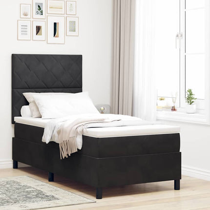Box spring seng med hovedgærde Sort 100 x 200 cm Fløjl