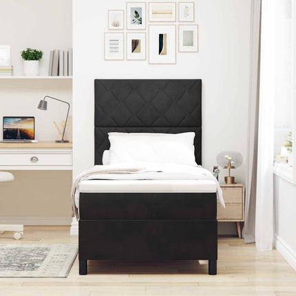 Box spring seng med hovedgærde Sort 100 x 200 cm Fløjl