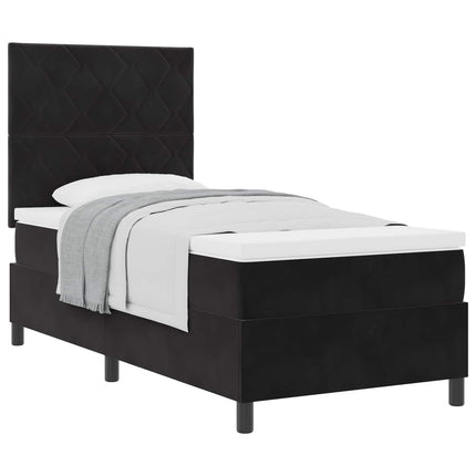 Box spring seng med hovedgærde Sort 100 x 200 cm Fløjl