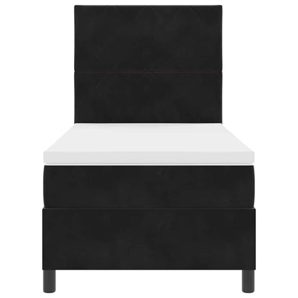 Box spring seng med hovedgærde Sort 100 x 200 cm Fløjl