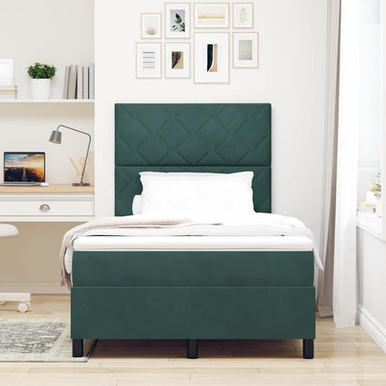 Box spring seng med hovedgærde Mørkegrøn 120 x 190 cm Fløjl
