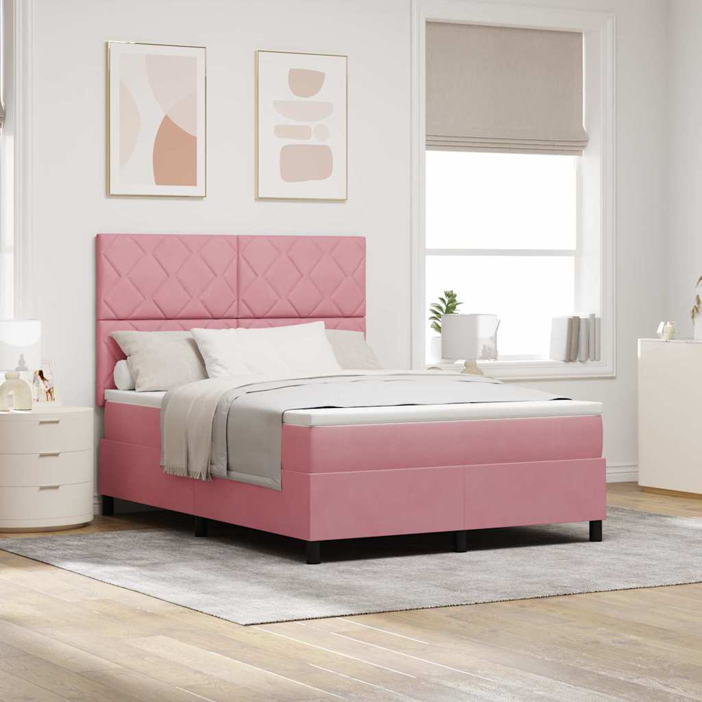 Box spring seng med hovedgrde Lyserd 140 x 190 cm Fljl