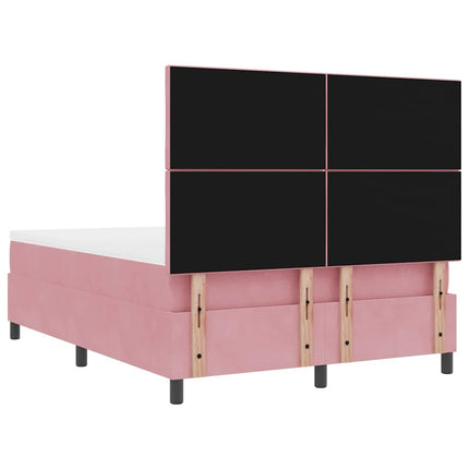 Box spring seng med hovedgærde Lyserød 140 x 190 cm Fløjl