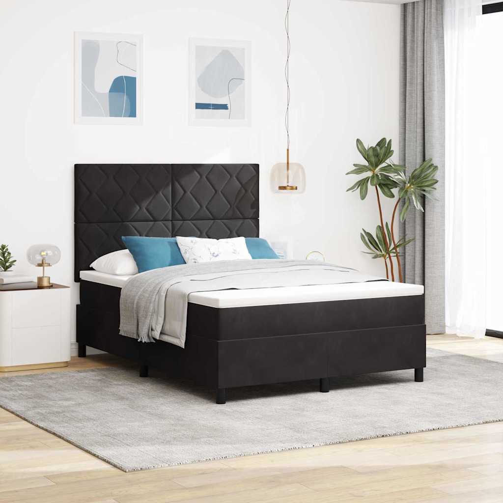 Kontinentalseng med hovedgærde 160 x 200 cm i sort fløjl