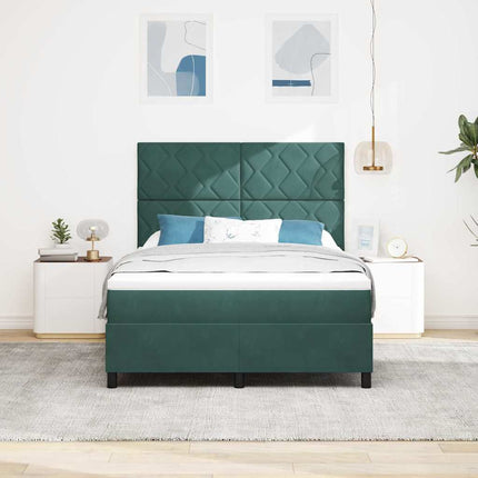 Box spring seng med hovedgærde Mørkegrøn 160 x 200 cm Fløjl