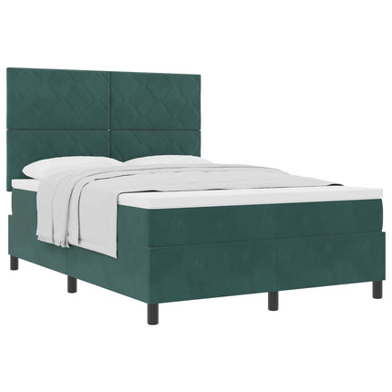 Box spring seng med hovedgærde Mørkegrøn 160 x 200 cm Fløjl