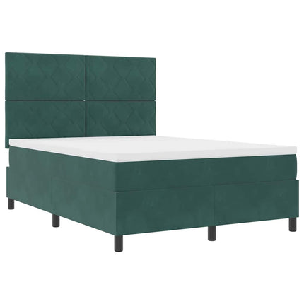 Box spring seng med hovedgærde Mørkegrøn 160 x 200 cm Fløjl