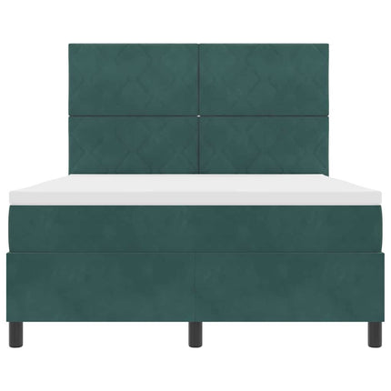 Box spring seng med hovedgærde Mørkegrøn 160 x 200 cm Fløjl