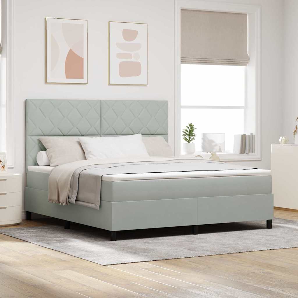 Box spring seng med hovedgrde Lysegr 180 x 200 cm Fljl