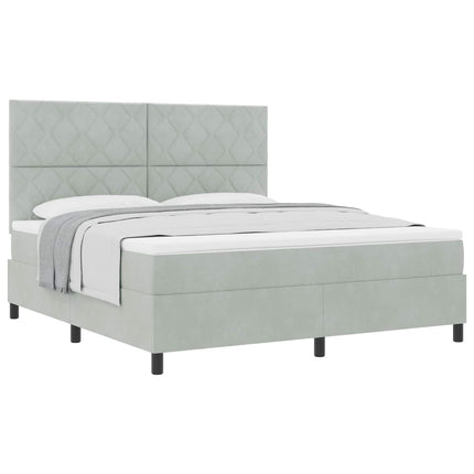 Box spring seng med hovedgærde Lysegrå 180 x 200 cm Fløjl