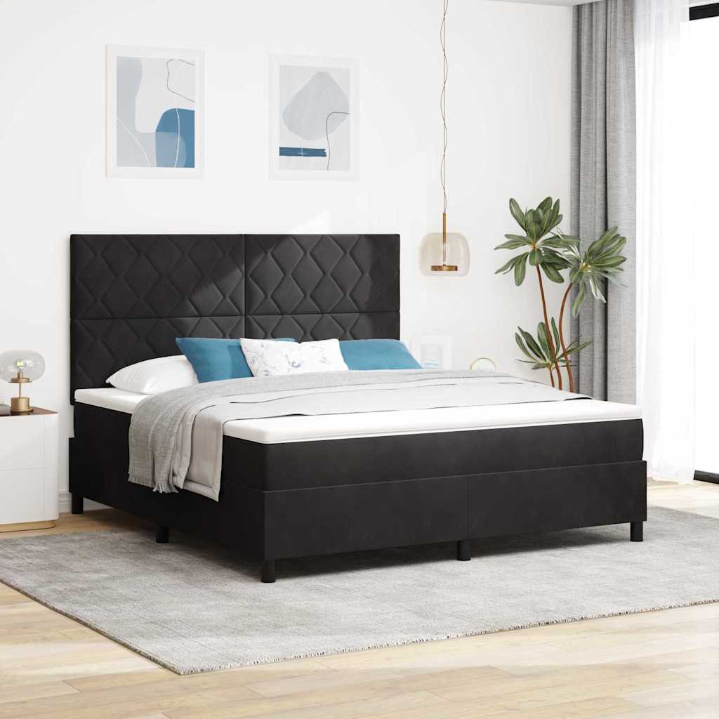 Box spring seng med hovedgrde Sort 180 x 200 cm Fljl