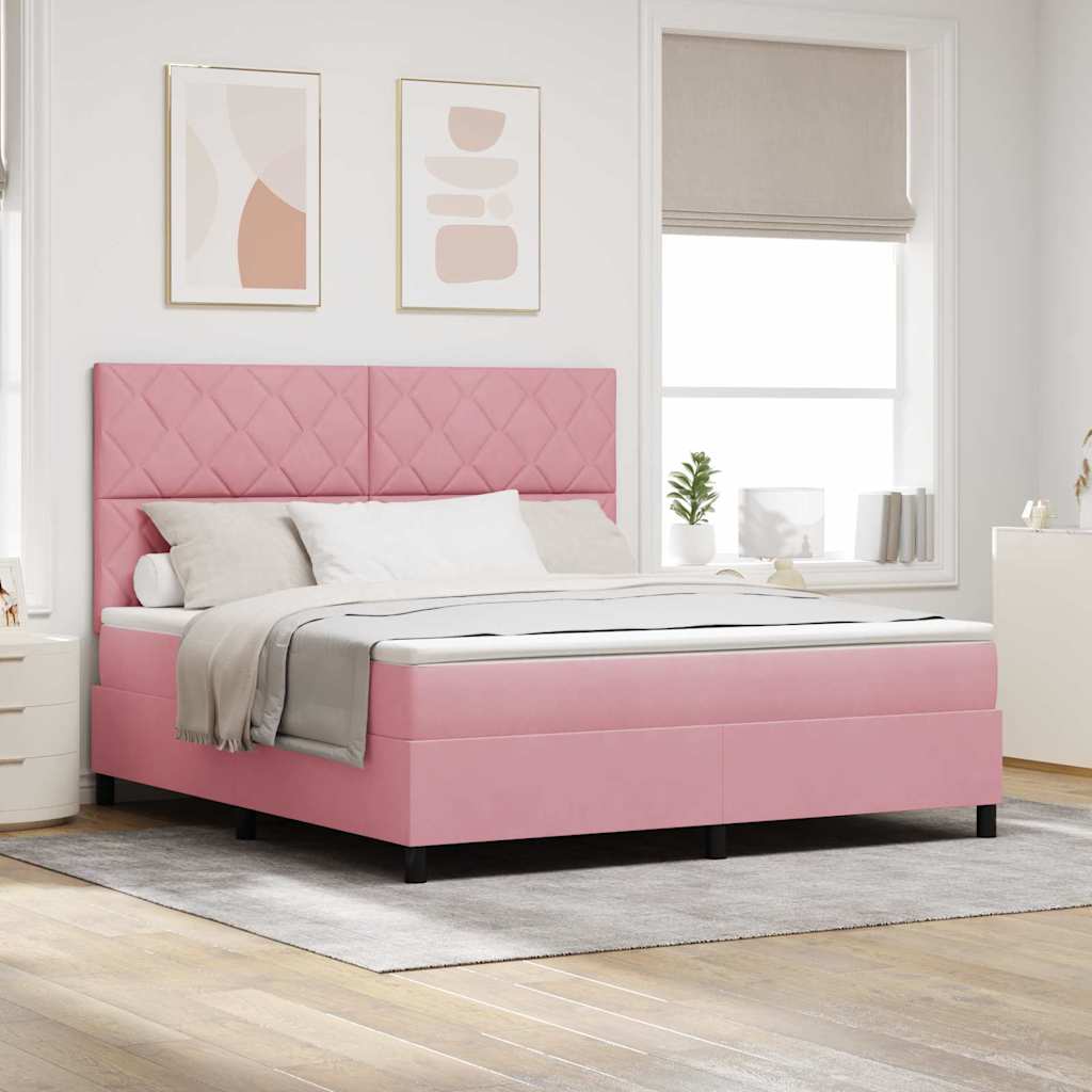 Box spring seng med hovedgrde Lyserd 180 x 200 cm Fljl