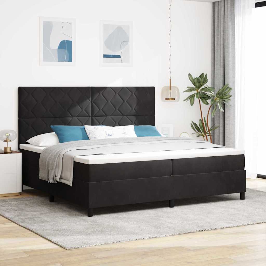 Box spring seng med hovedgrde Sort 200 x 200 cm Fljl