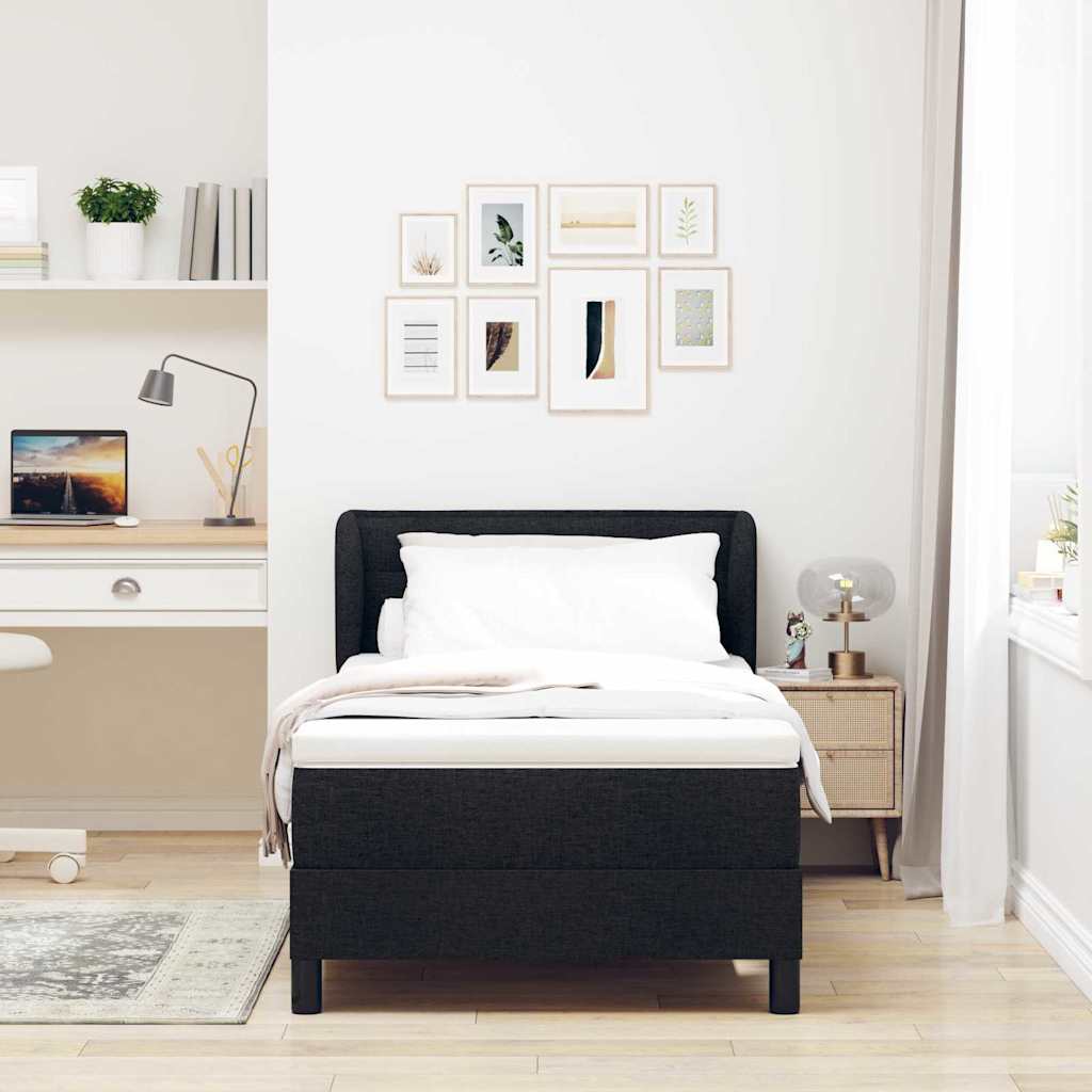 Box spring seng med madras med hovedgærde Sort 80 x 200 cm Stof