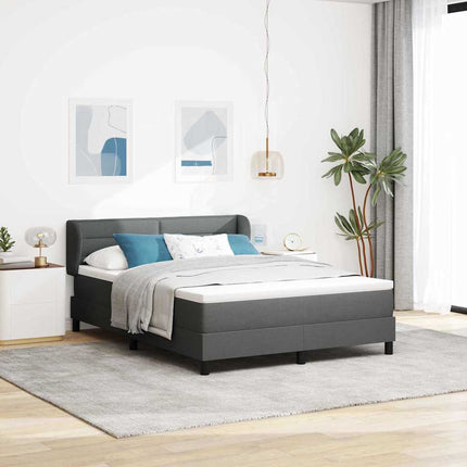 Box spring seng med hovedgærde Mørkegrå 140 x 190 cm Stof