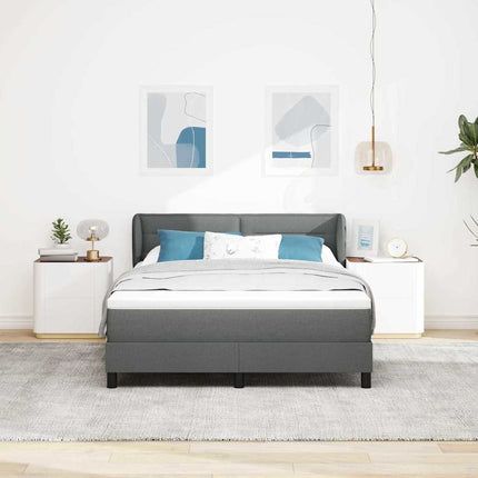 Box spring seng med hovedgærde Mørkegrå 140 x 190 cm Stof