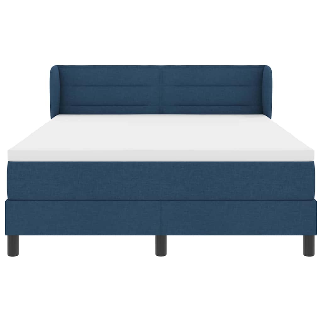 Box spring seng med madras med hovedgærde Blå 140 x 190 cm Stof