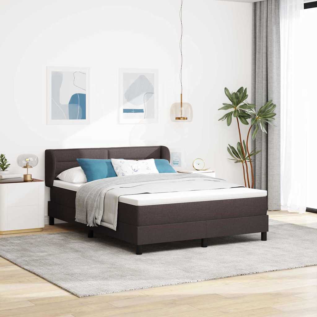 Box spring seng med hovedgrde Mrk Brun 140 x 200 cm Stof
