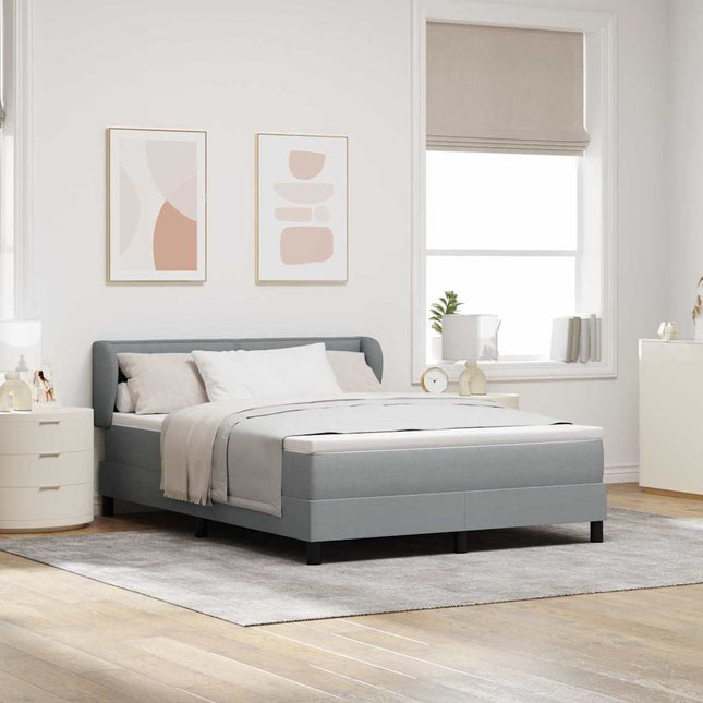 Box spring seng med hovedgærde Lysegrå 160 x 200 cm Stof