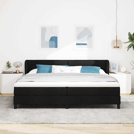 Box spring seng med hovedgærde Sort 200 x 200 cm Stof