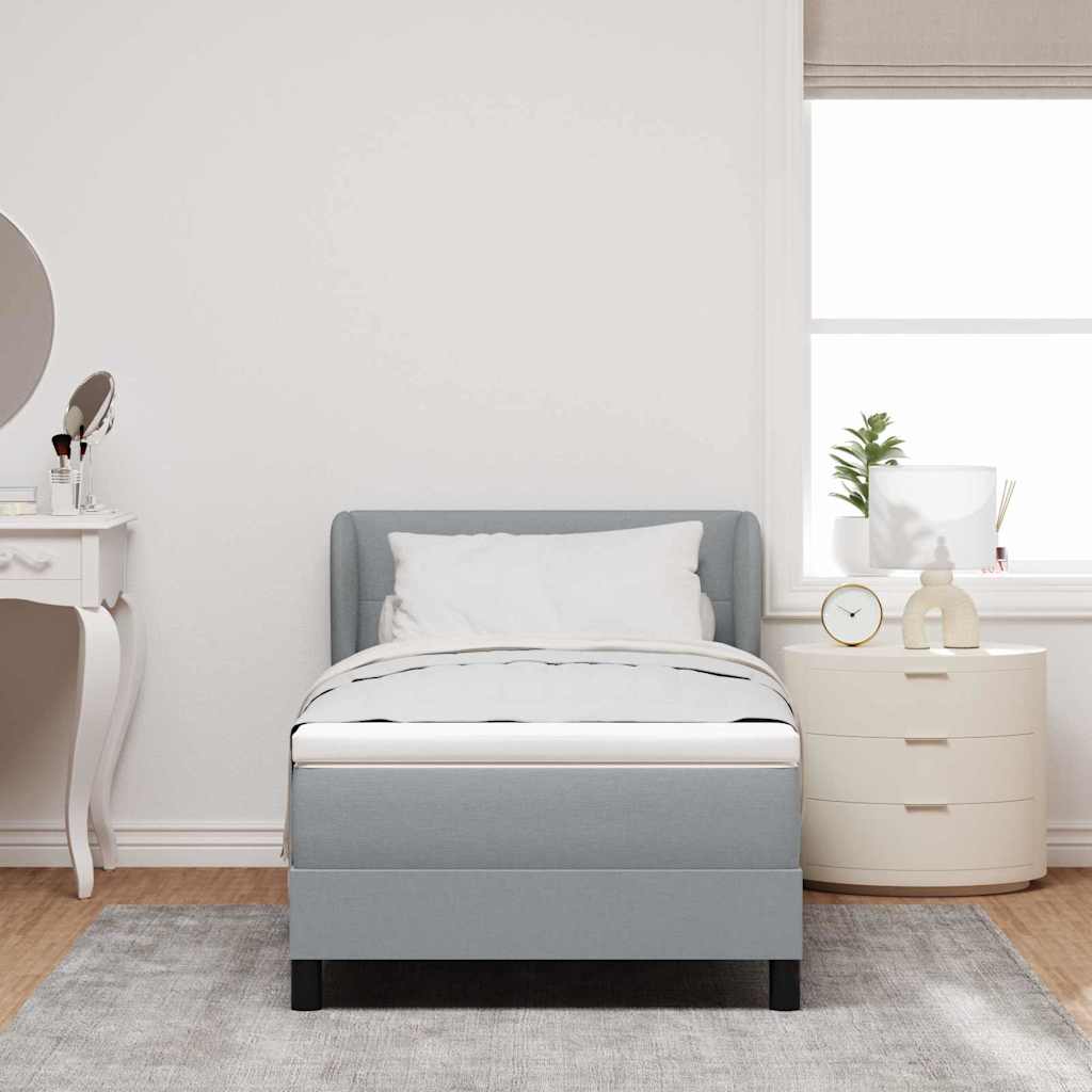 Box spring seng med hovedgrde Lysegr 80 x 200 cm Stof