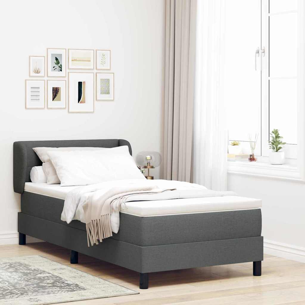 Box spring seng med hovedgrde Mrkegr 80 x 200 cm Stof