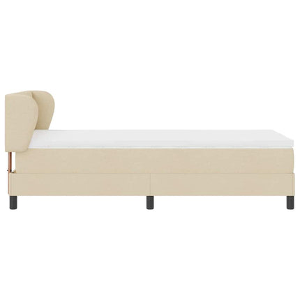 Box spring seng med hovedgærde Creme 90 x 190 cm Stof