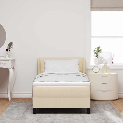 Box spring seng med hovedgærde Creme 100 x 200 cm Stof