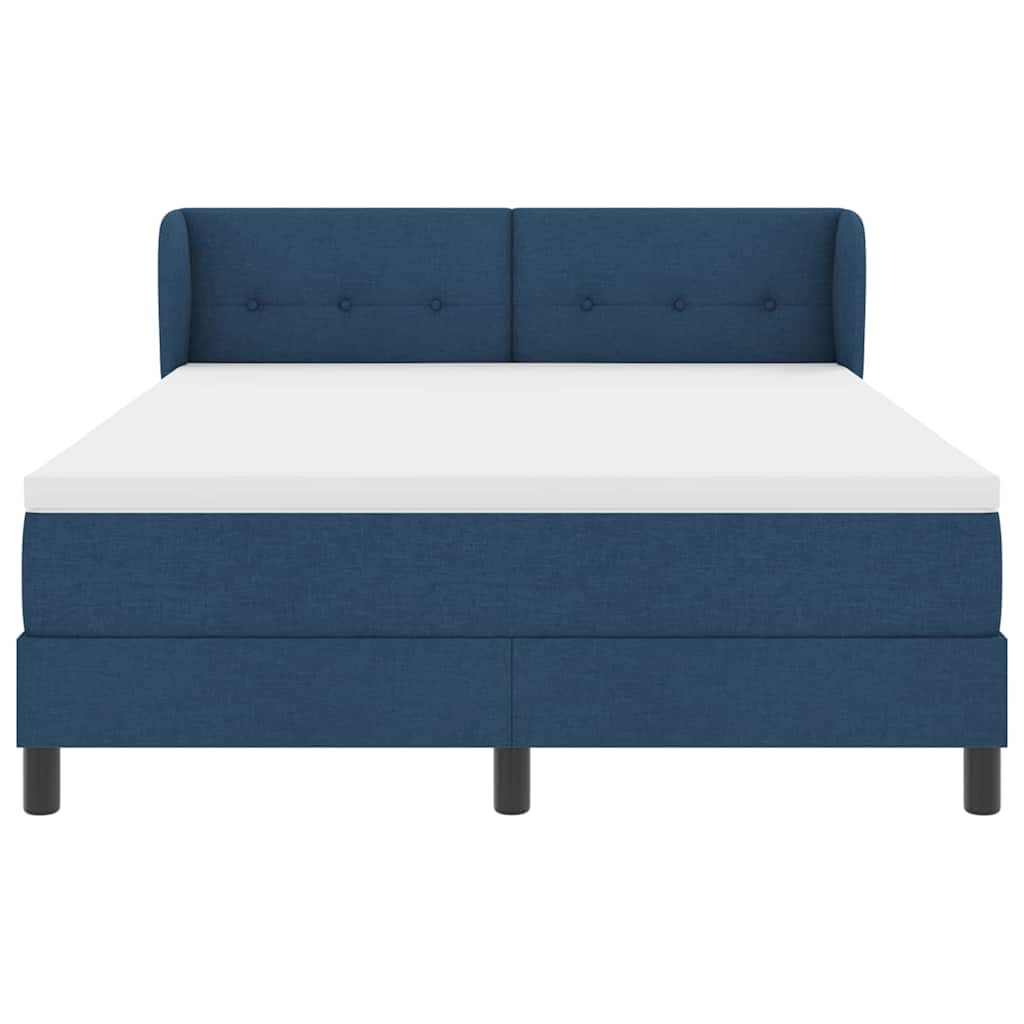 Box spring seng med madras med hovedgærde Blå 140 x 190 cm Stof