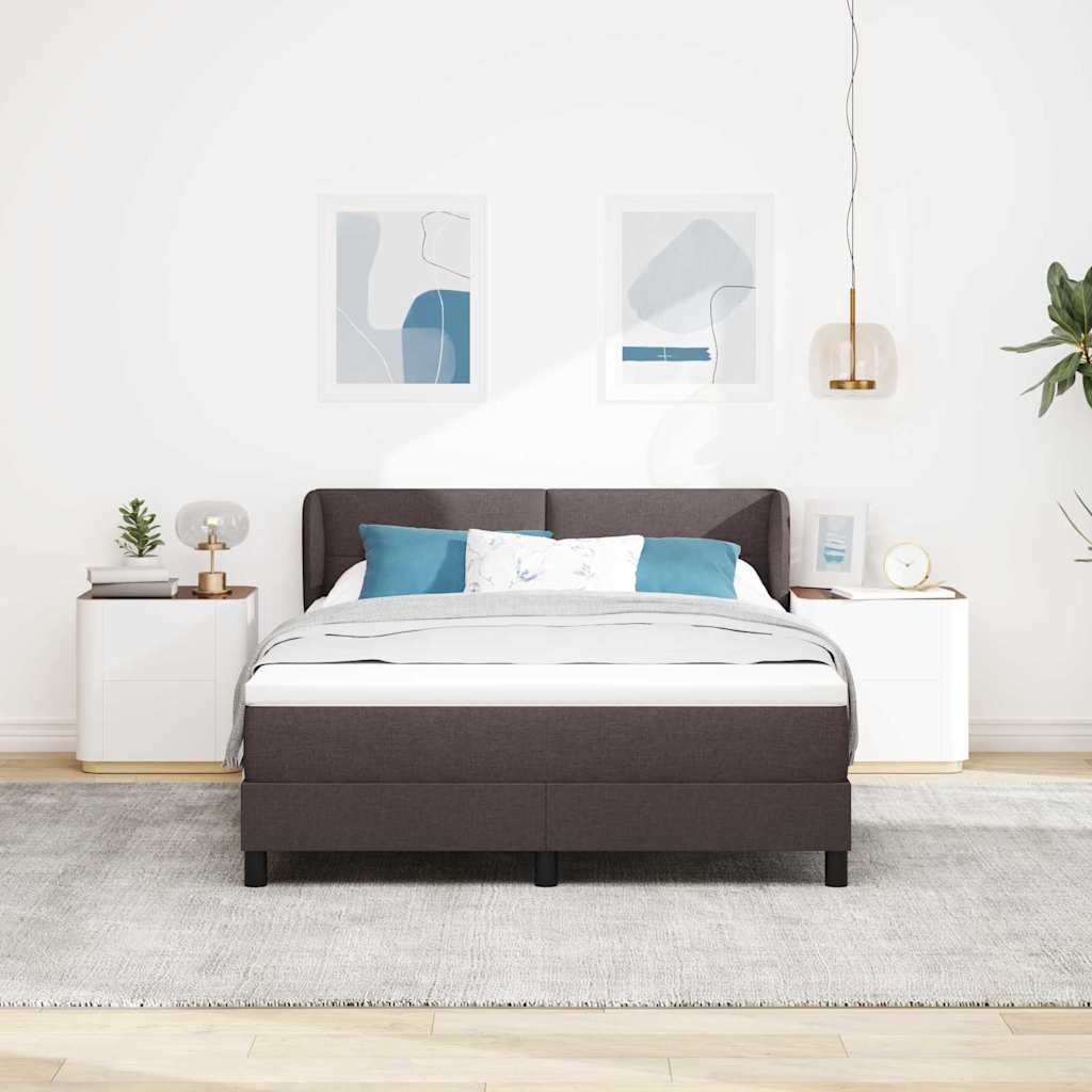 Box spring seng med madras Mørk Brun 160 x 200 cm Stof
