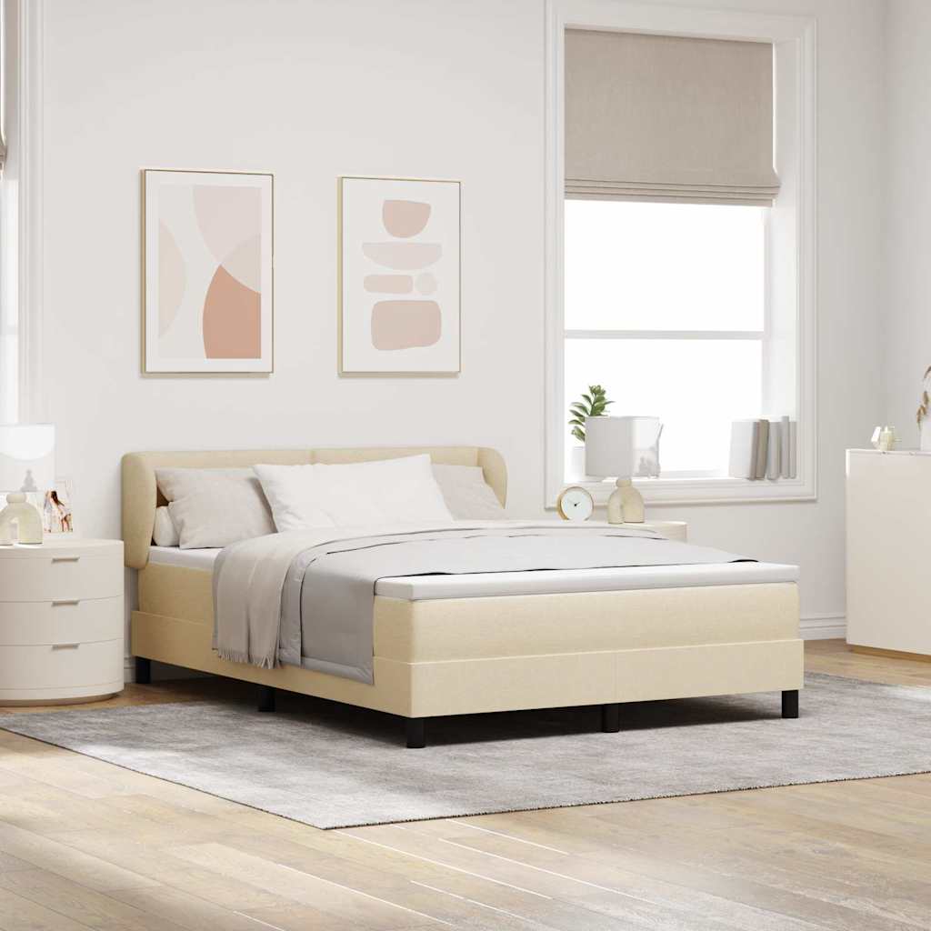 Box spring seng med hovedgrde Creme 160 x 200 cm Stof