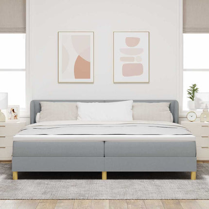 Box spring seng med hovedgærde Lysegrå 200 x 200 cm Stof