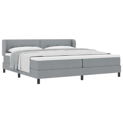 Box spring seng med hovedgærde Lysegrå 200 x 200 cm Stof