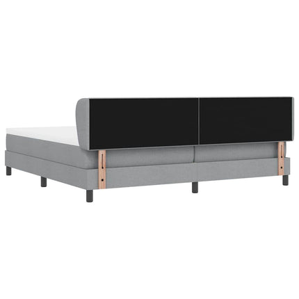 Box spring seng med hovedgærde Lysegrå 200 x 200 cm Stof