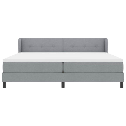 Box spring seng med hovedgærde Lysegrå 200 x 200 cm Stof