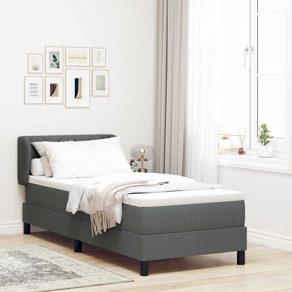 Box spring seng med hovedgrde Mrkegr 80 x 200 cm Stof