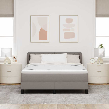 Box spring seng med hovedgærde Gråbrun 140 x 200 cm Stof