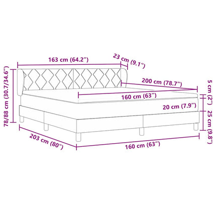 Box spring seng med hovedgærde Mørkegrå 160 x 200 cm Stof
