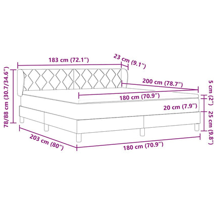 Box spring seng med hovedgærde Mørkegrå 180 x 200 cm Stof