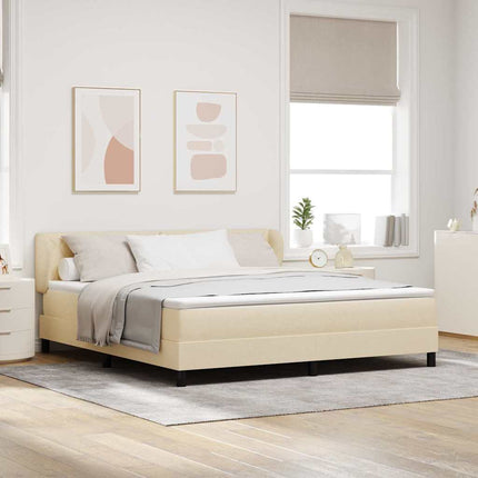 Box spring seng med hovedgærde Creme 180 x 200 cm Stof