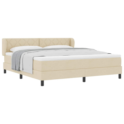 Box spring seng med hovedgærde Creme 180 x 200 cm Stof