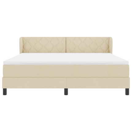 Box spring seng med hovedgærde Creme 180 x 200 cm Stof