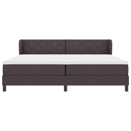 Box spring seng med hovedgærde Mørk Brun 200 x 200 cm Stof