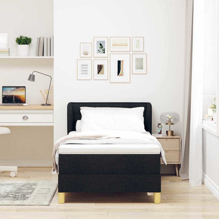 Box spring seng med madras med hovedgærde Sort 80 x 200 cm Stof