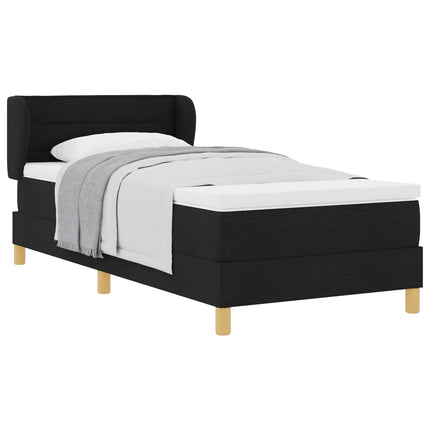 Box spring seng med madras med hovedgærde Sort 80 x 200 cm Stof