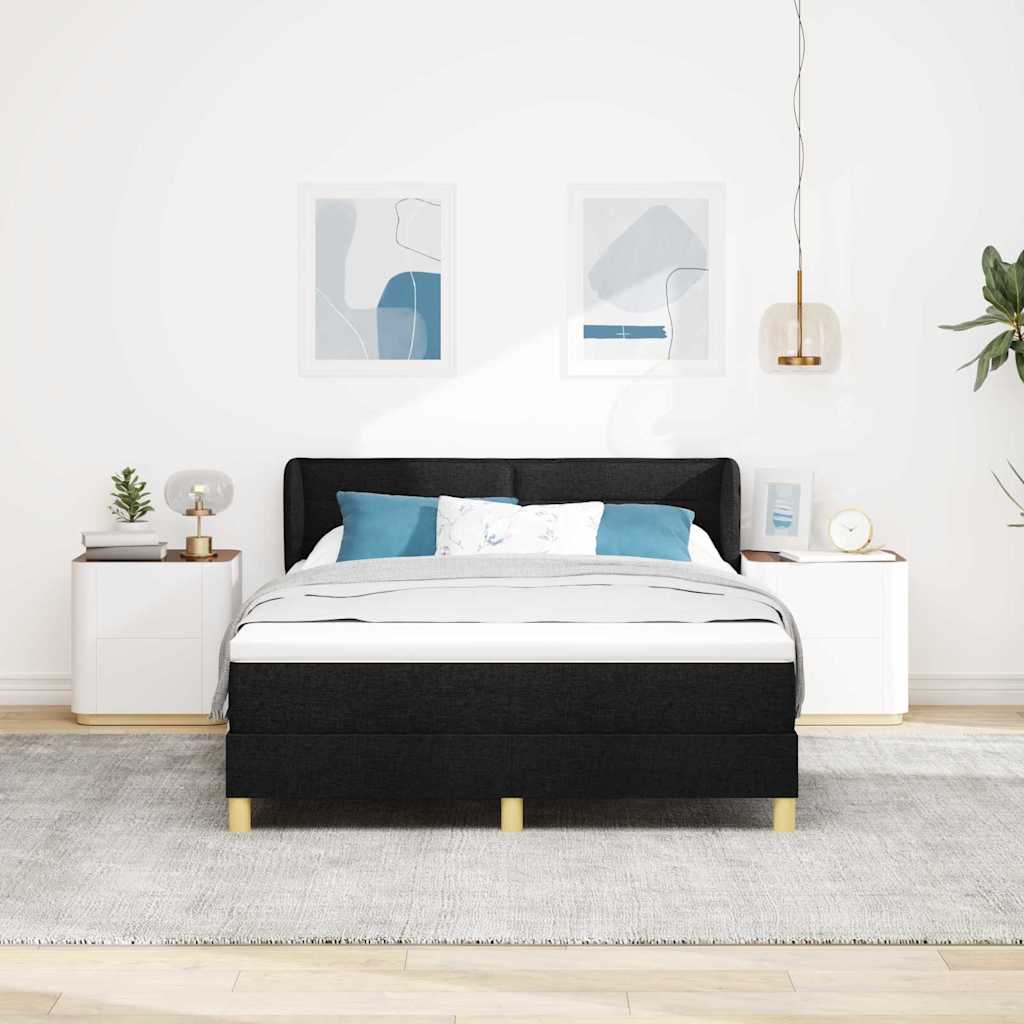 Box spring seng med madras Sort 140 x 190 cm Stof