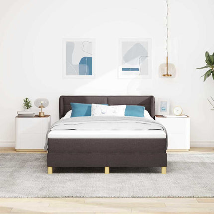 Box spring seng med madras Mørk Brun 140 x 200 cm Stof