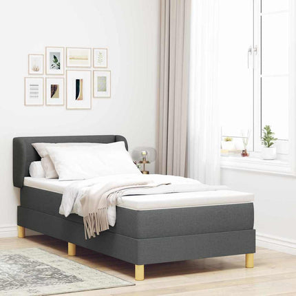 Box spring seng med hovedgærde Mørkegrå 90 x 190 cm Stof