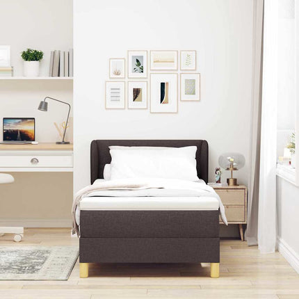 Box spring seng med hovedgærde Mørk Brun 90 x 200 cm Stof